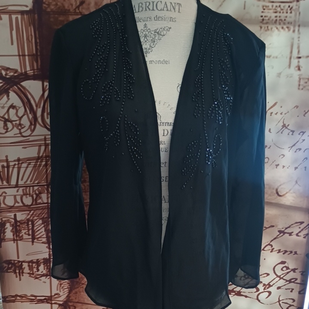 Elegant Black Beaded Blouse